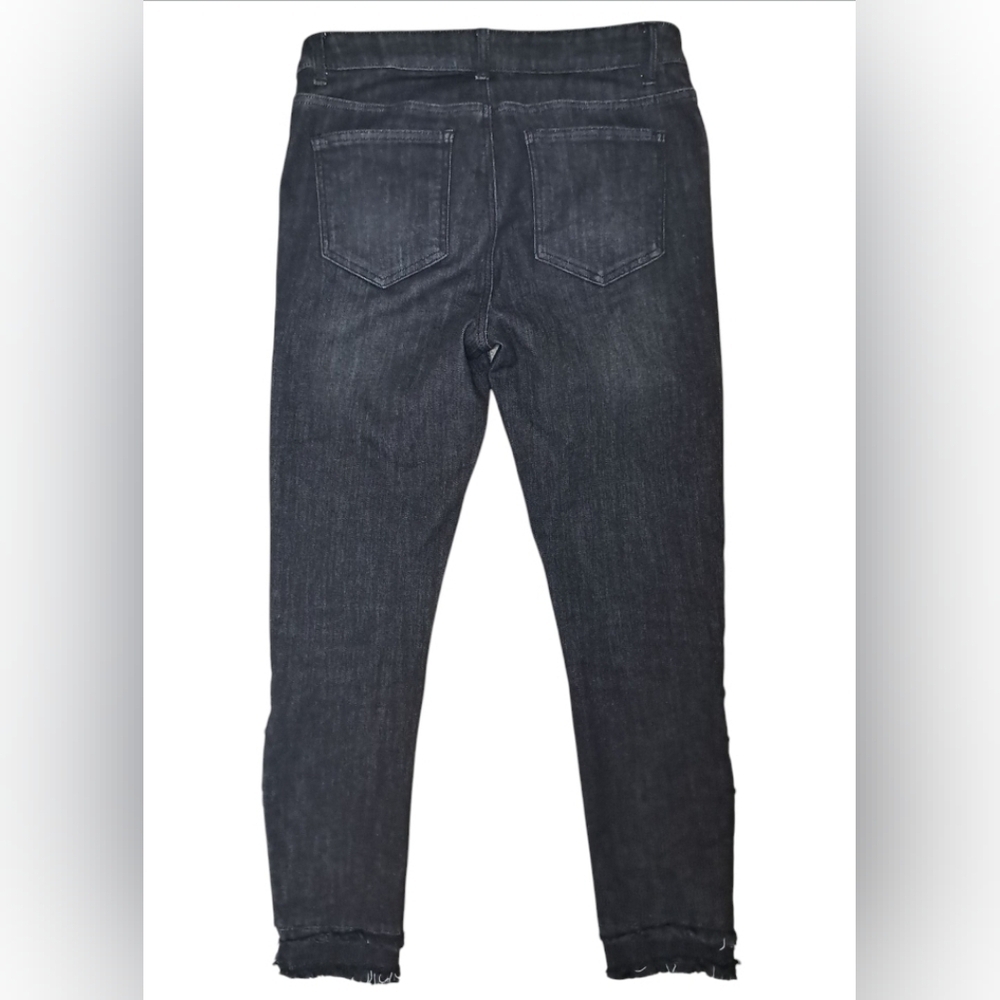 AP. NY Liberty Asymmetric Raw Hem Black Jeans Women’s 8 Cropped Slim - Picture 15 of 16
